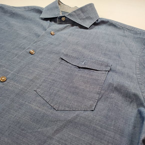 Johnnie-O Shirt Mens Large Chambray Tailored Fit Casual Button Up Coastal Preppy - Picture 6 of 14